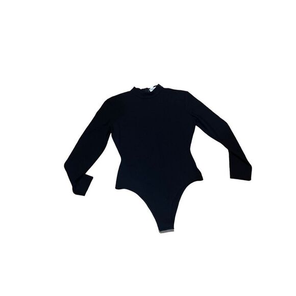 Vintage  Isabelle Allard Black Long Sleeve Low Turtleneck Bodysuit Women size 14 - Picture 1 of 9